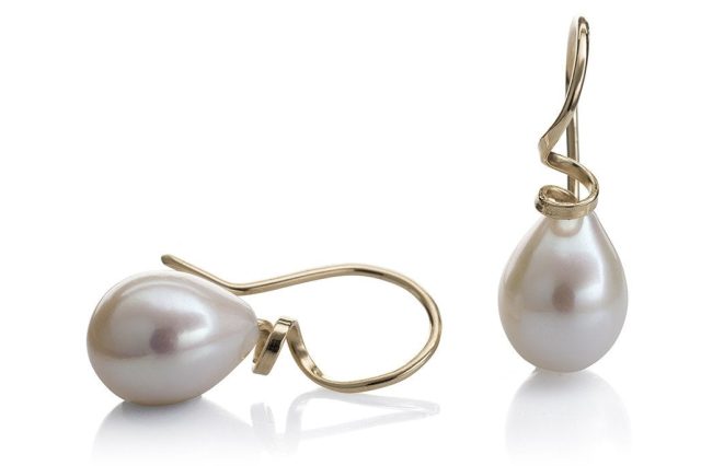 Spirals Earrings Gold Freshwater Pearl