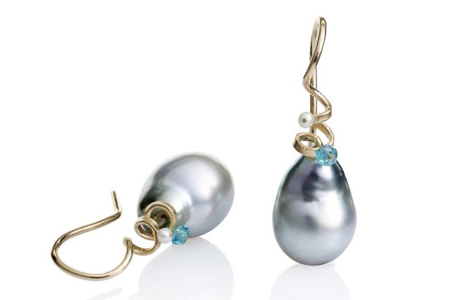Spirals Earrings Gold Tahiti Pearl